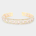 Pearl Accented Split Rhinestone Cuff Evening Bracelet