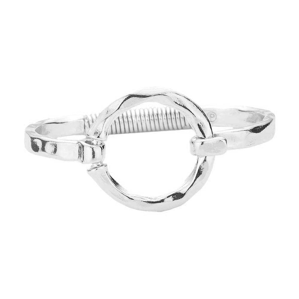 Hammered Open Metal Circle Hook Bracelet